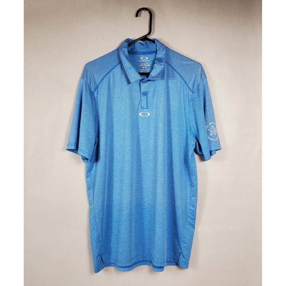 Oakley Mens O-Hydrolix Golf Polo Shirt Blue Heathered TJGT Logo Size Medium M